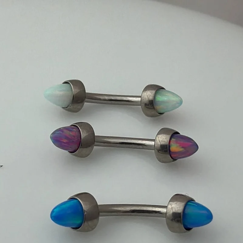 پیرسینگ تیتانیوم ابرو و روک کد 220 تصویر شاخص سه رنگ سنگ اپال